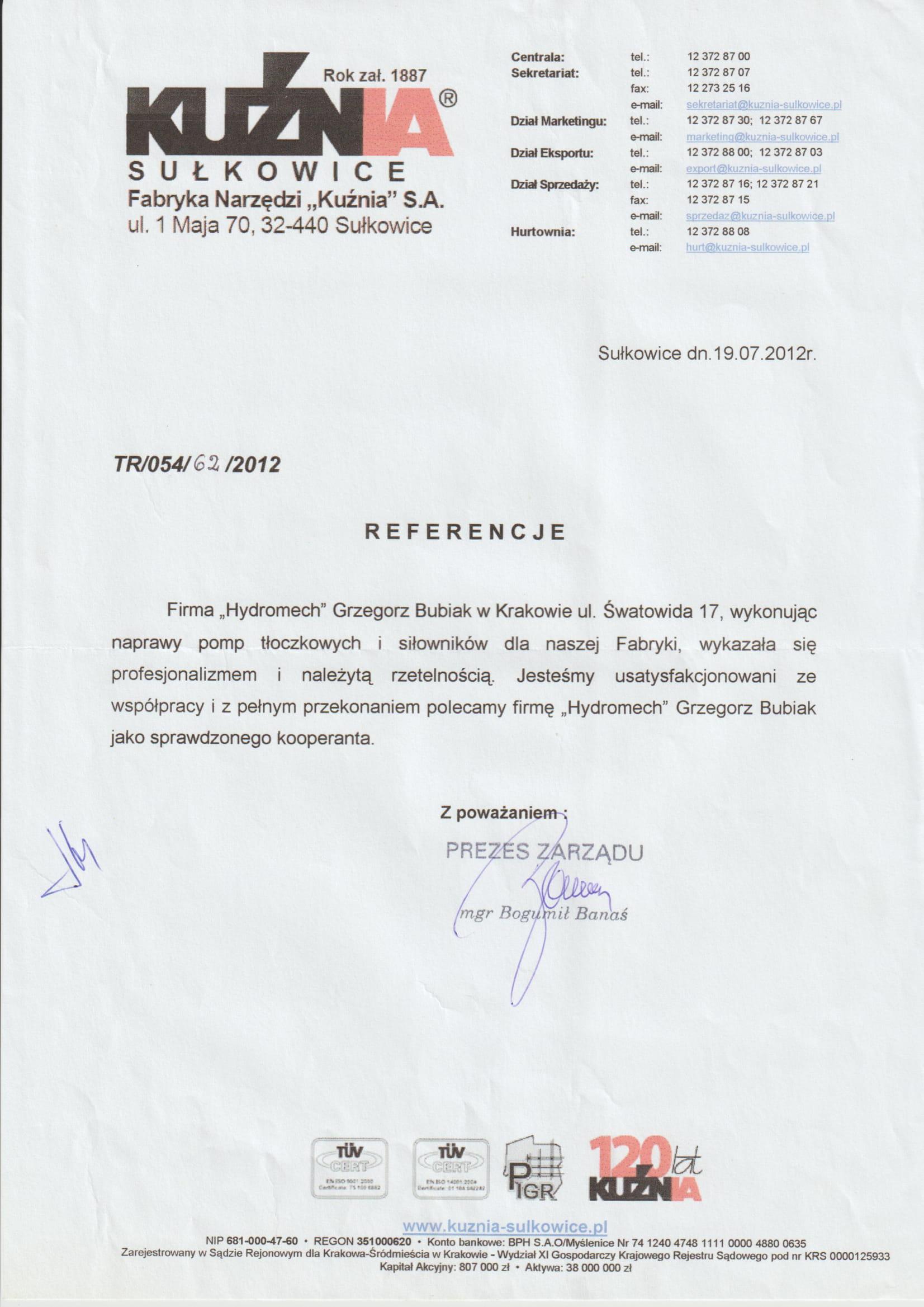 referencje firmy Hydromech